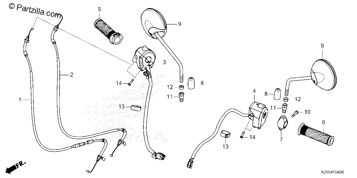 Diagrama de HANDLE SWITCH CABLE MIRROR