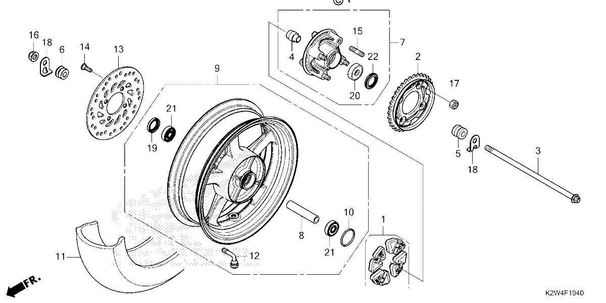 Diagrama de REAR WHEEL