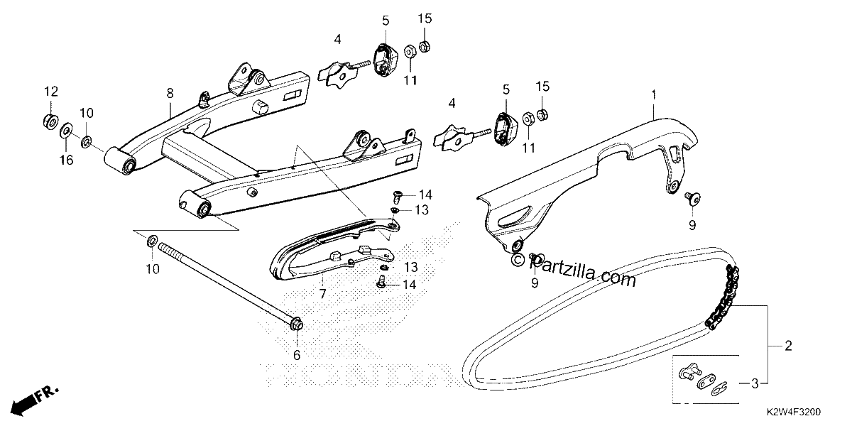 Diagrama de SWINGARM CHAIN CASE