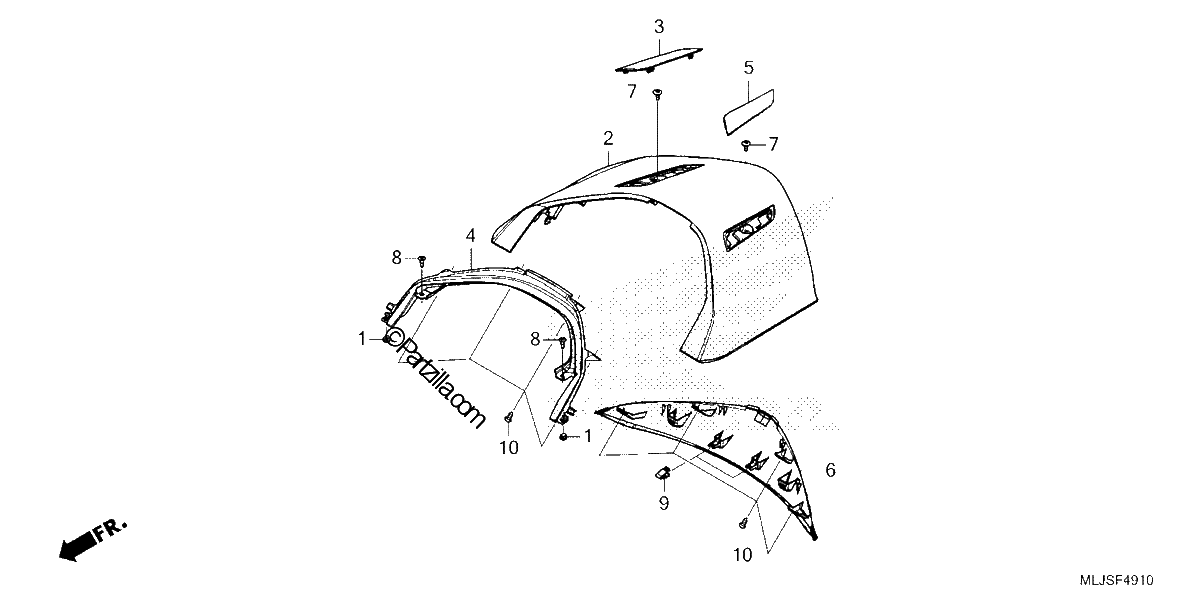 Diagrama de REAR CENTER TOP COVER
