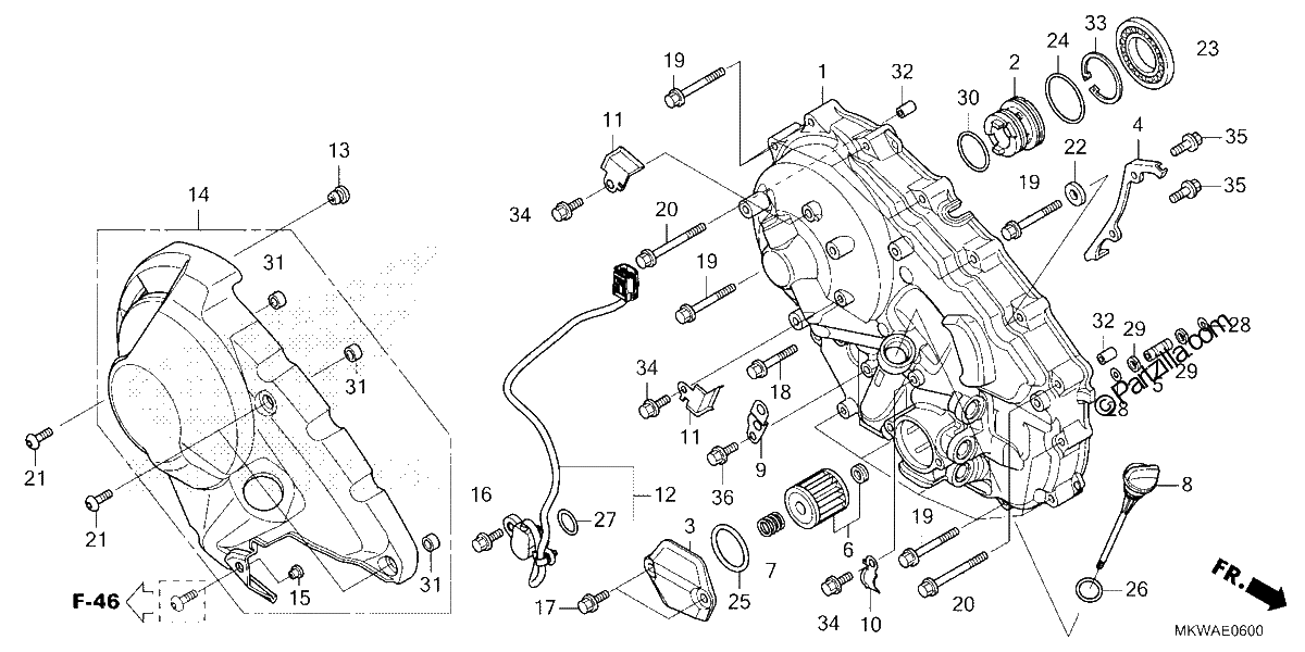 Diagrama de RIGHT CRANKCASE COVER