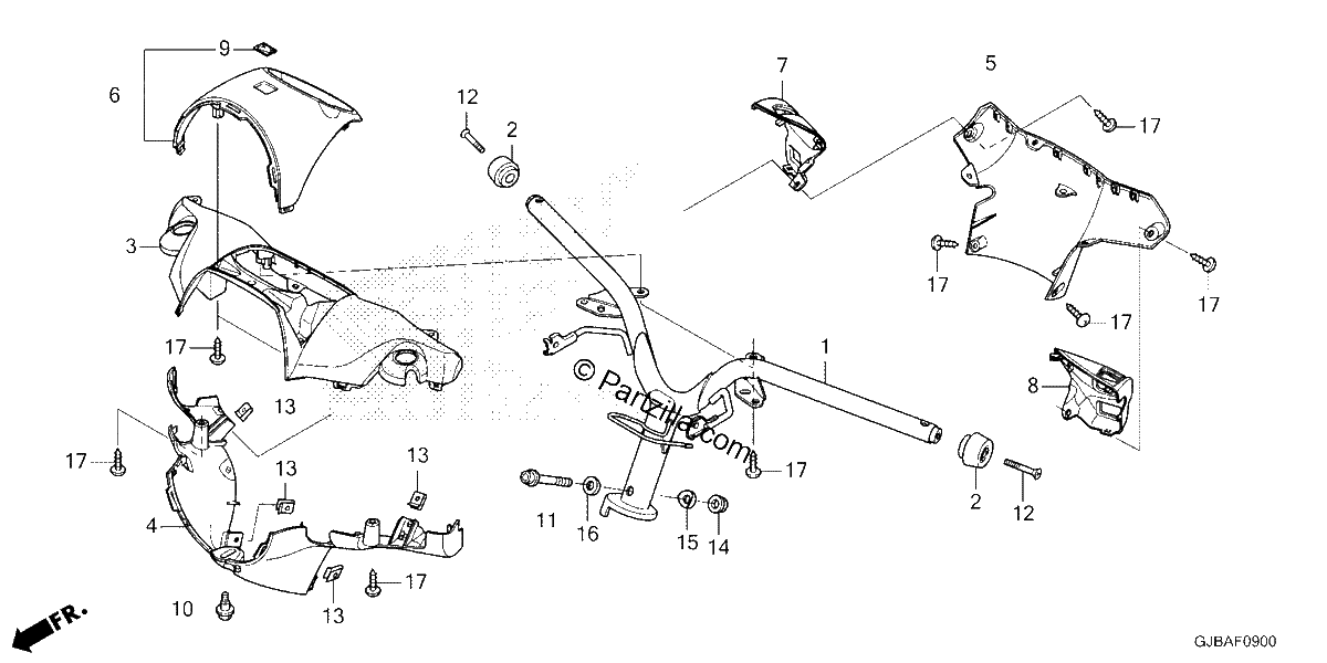 Diagrama de HANDLEBAR HANDLE COVER