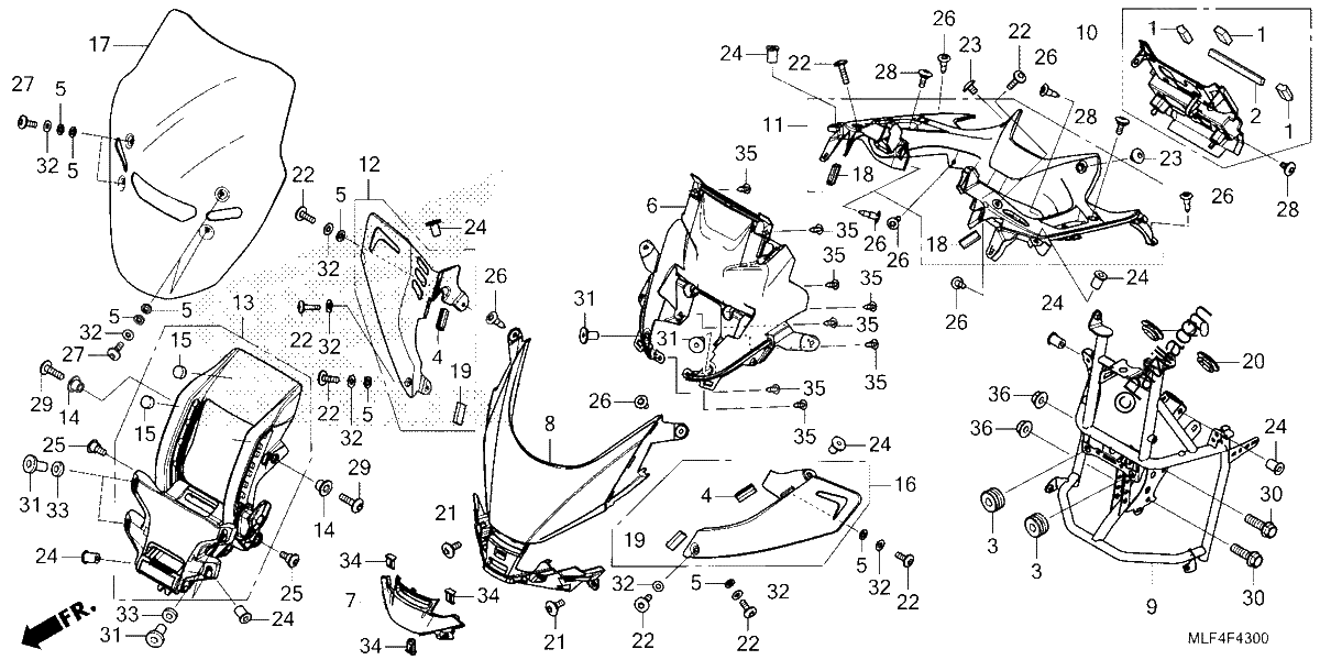 Diagrama de UPPER COWL WINDSCREEN