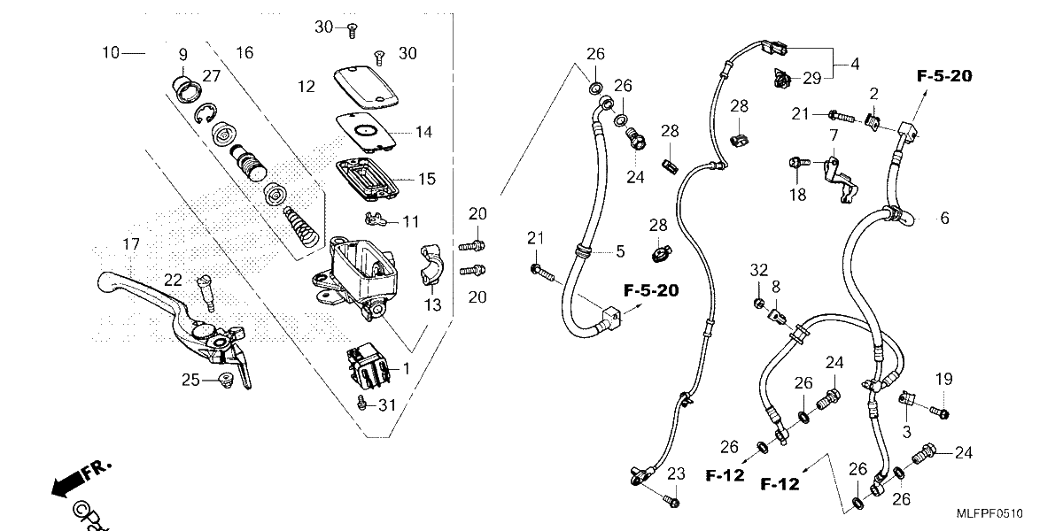 Diagrama de FRONT BRAKE MASTER CYLINDER