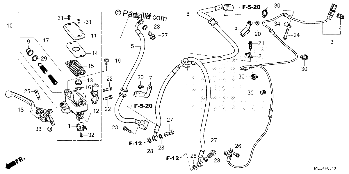 Diagrama de FRONT BRAKE MASTER CYLINDER