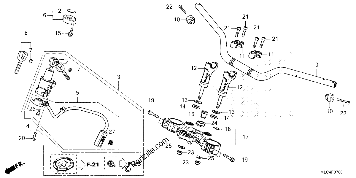 Diagrama de HANDLEBAR TOP BRIDGE