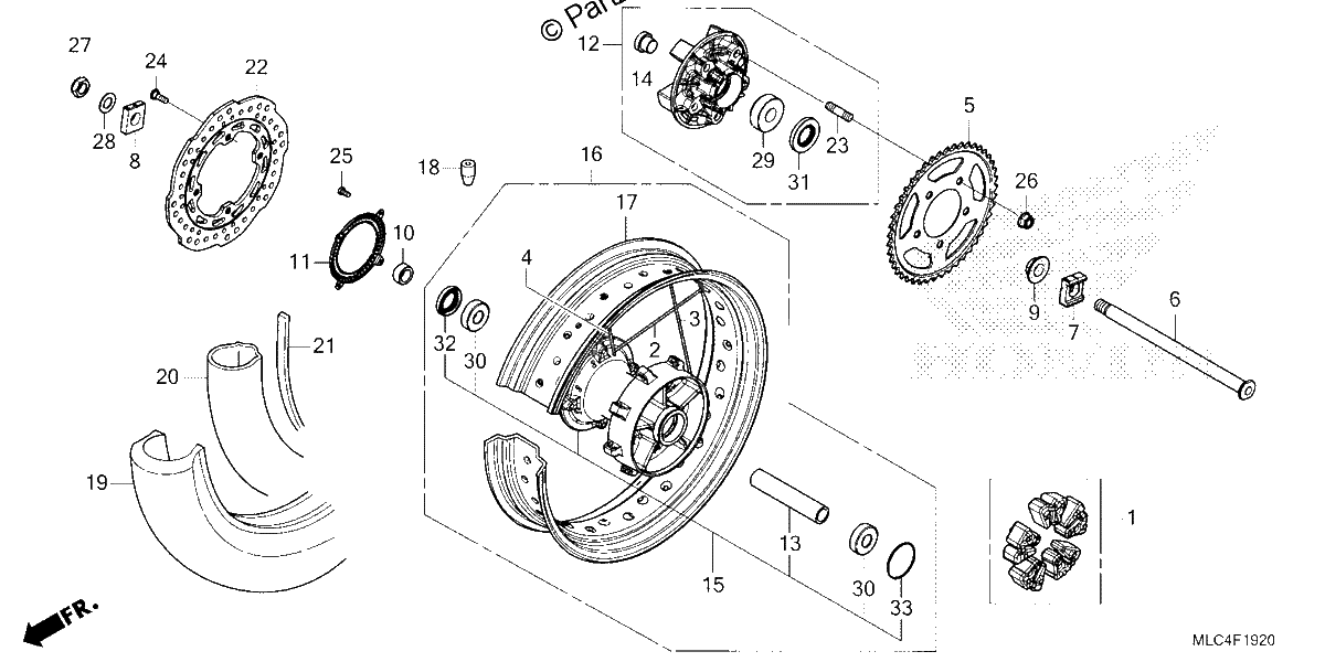 Diagrama de REAR WHEEL