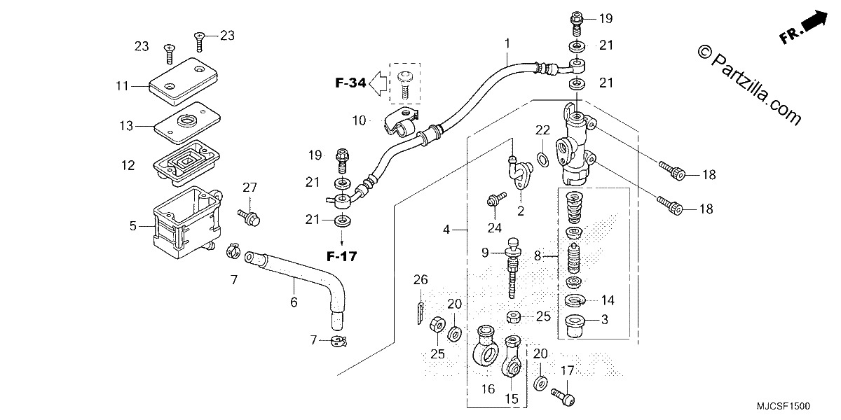 Diagrama de REAR BRAKE MASTER CYLINDER 1