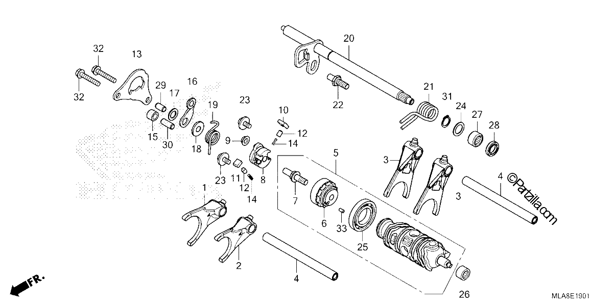 Diagrama de GEARSHIFT DRUM CMX1100D D2 D3