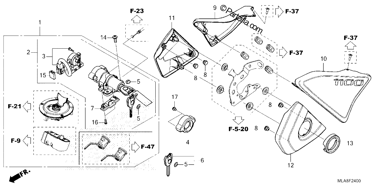 Diagrama de SIDE COVER COMBINATION SWITCH