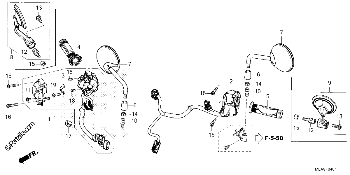 Diagrama de HANDLE SWITCH MIRROR CMX1100D D2 D3