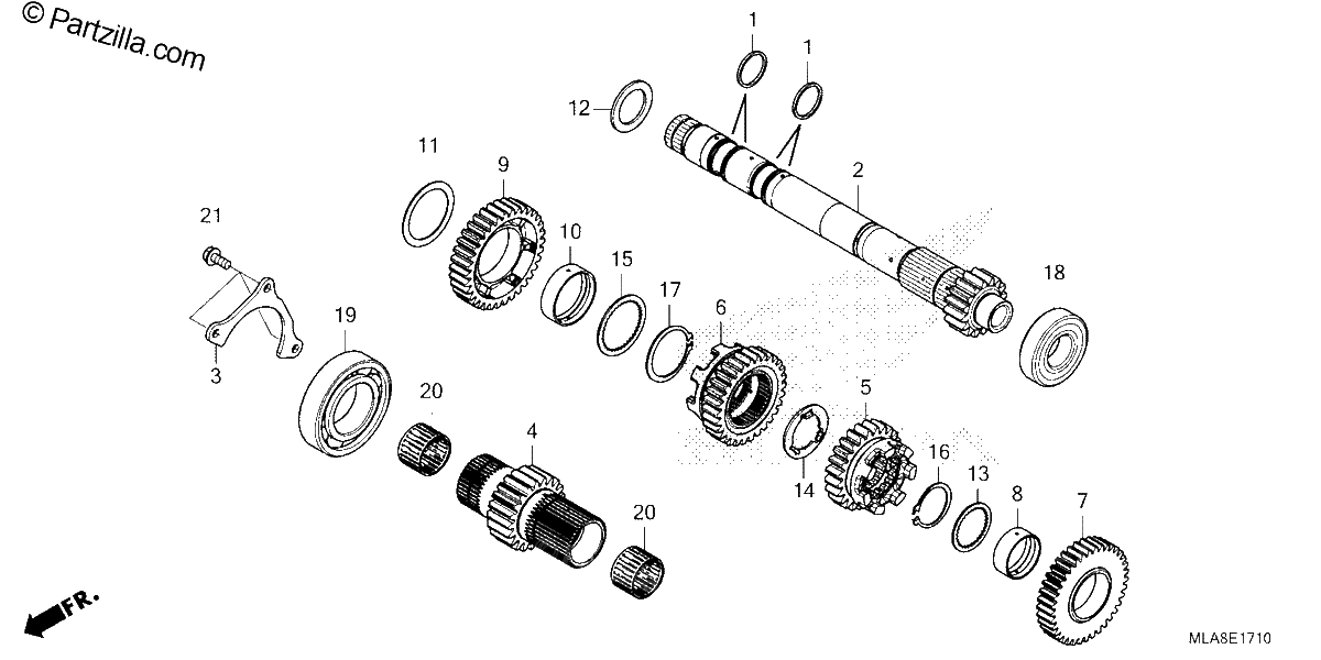 Diagrama de TRANSMISSION MAINSHAFT CMX1100D D2 D3