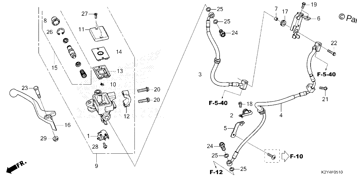 Diagrama de FRONT BRAKE MASTER CYLINDER CMX300A3