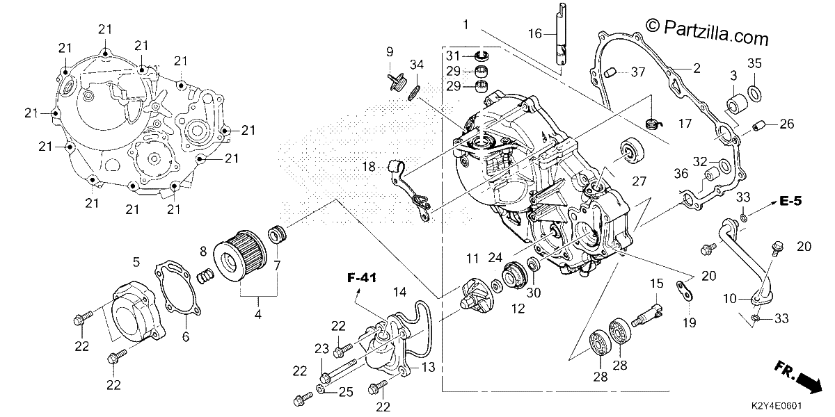Diagrama de RIGHT CRANKCASE COVER E CLUTCH