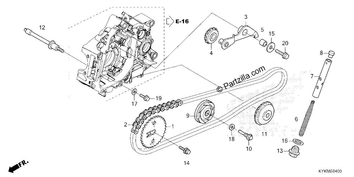 Diagrama de CAM CHAIN TENSIONER