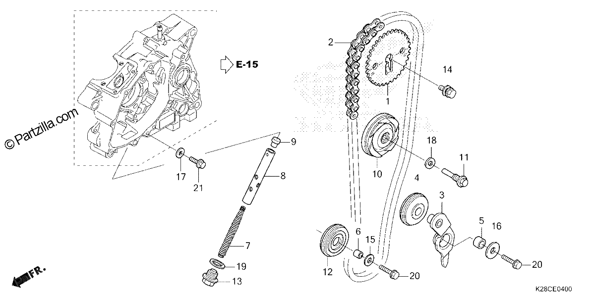 Diagrama de CAM CHAIN TENSIONER