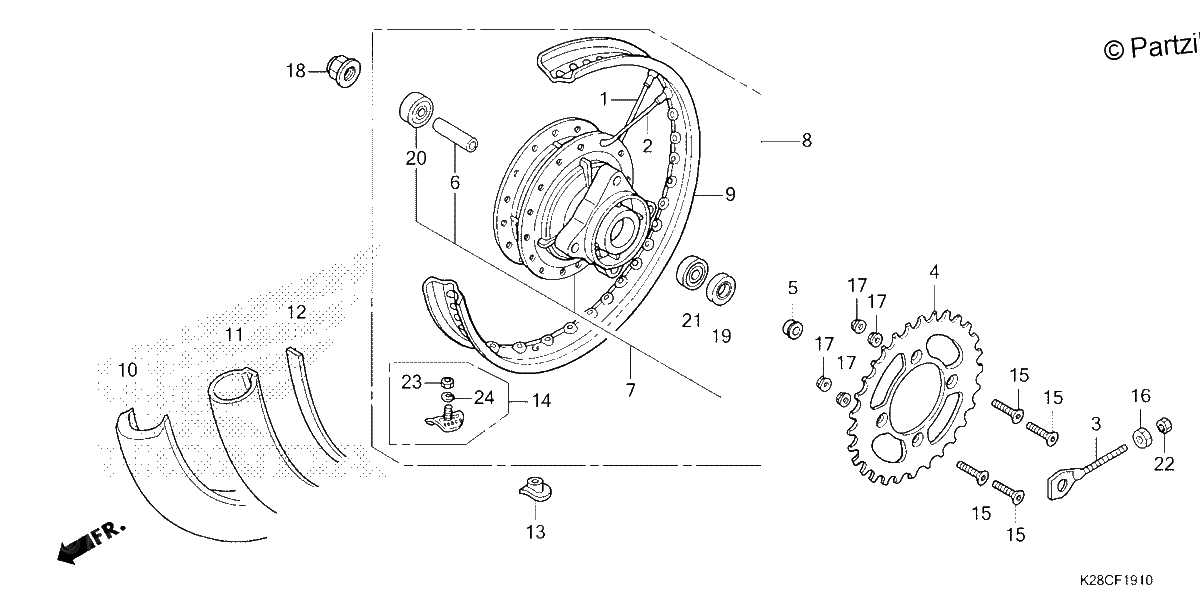 Diagrama de REAR WHEEL