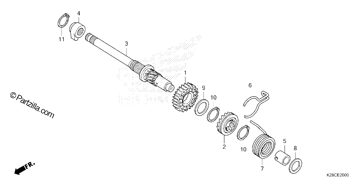 Diagrama de KICK STARTER SPINDLE