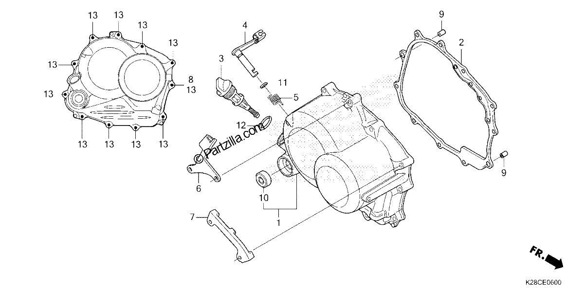 Diagrama de RIGHT CRANKCASE COVER
