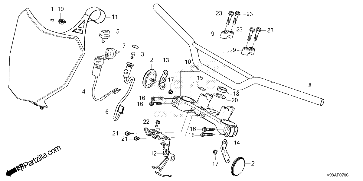 Diagrama de HANDLEBAR TOP BRIDGE