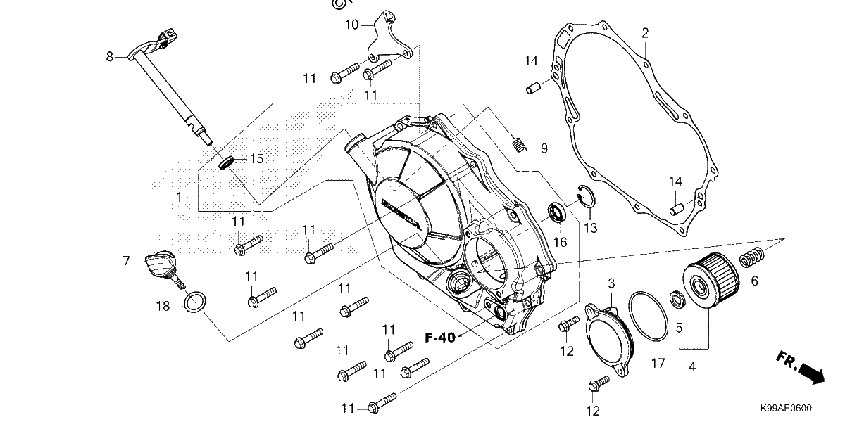 Diagrama de RIGHT CRANKCASE COVER