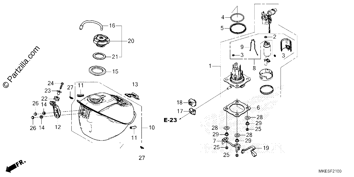 Diagrama de FUEL TANK CRF450R RWE