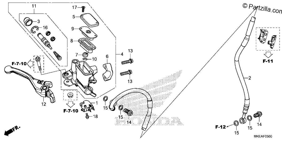 Diagrama de FRONT BRAKE MASTER CYLINDER