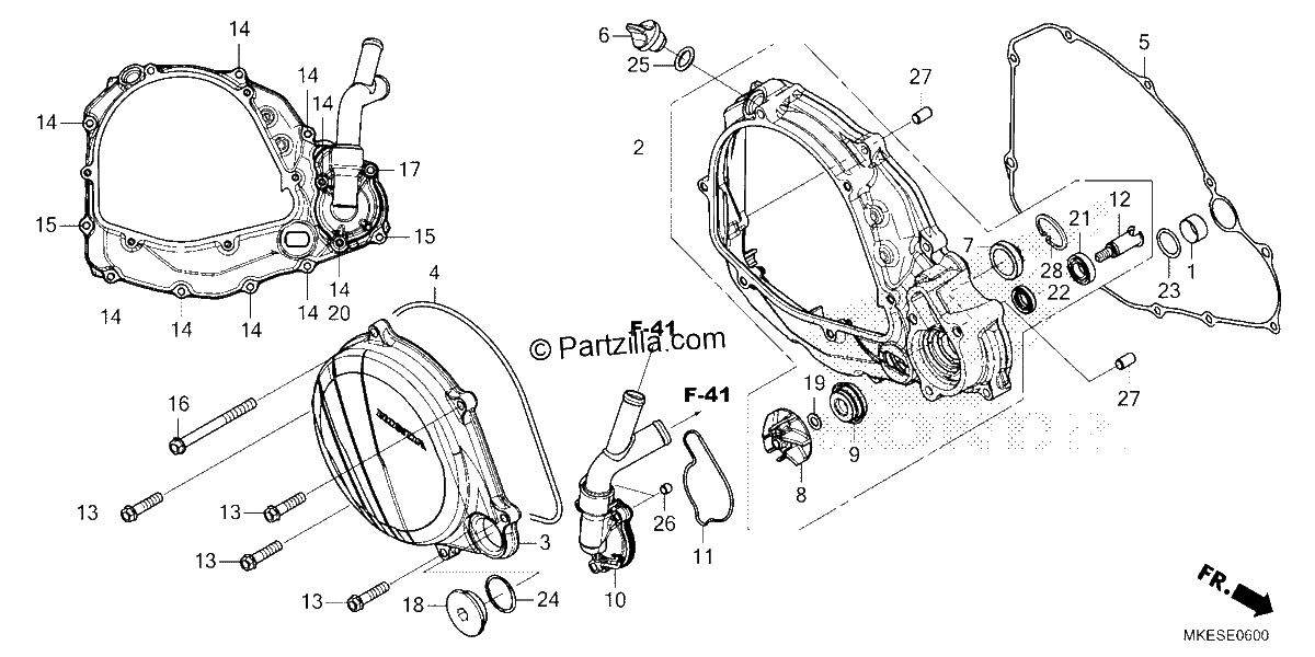 Diagrama de RIGHT CRANKCASE COVER WATER PUMP