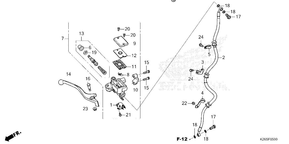 Diagrama de FRONT BRAKE MASTER CYLINDER GROM125