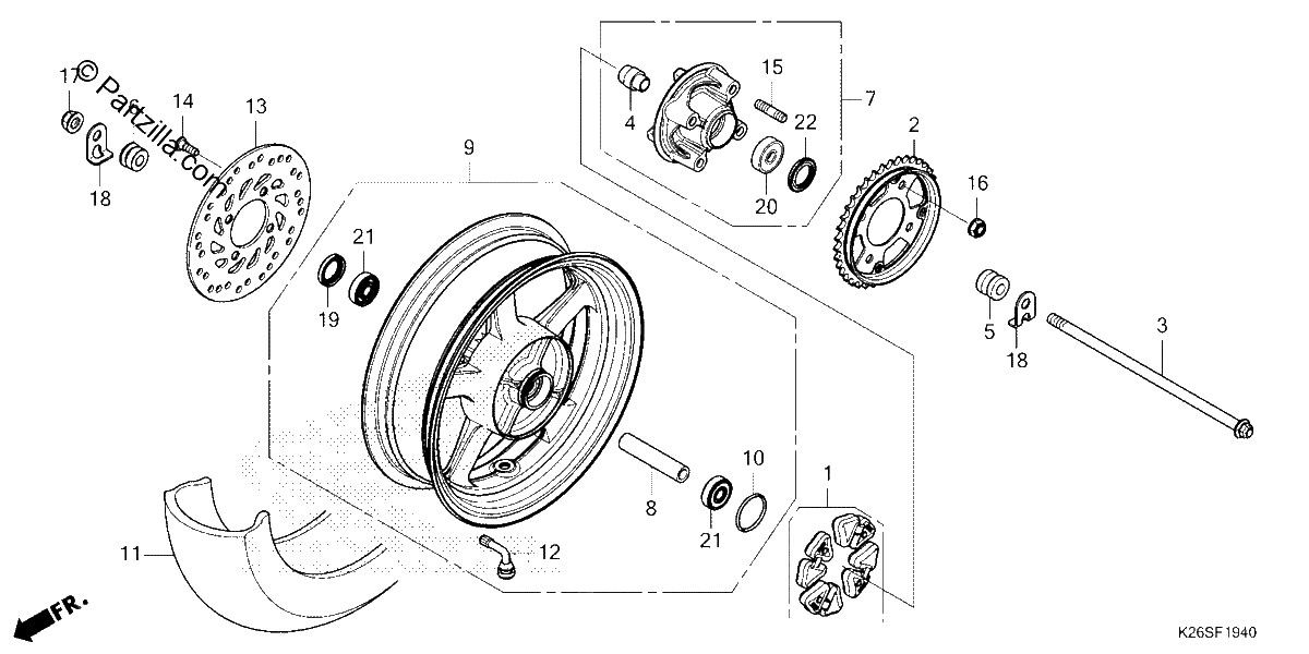 Diagrama de REAR WHEEL