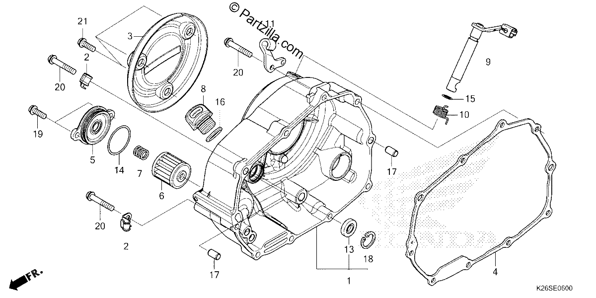 Diagrama de RIGHT CRANKCASE COVER