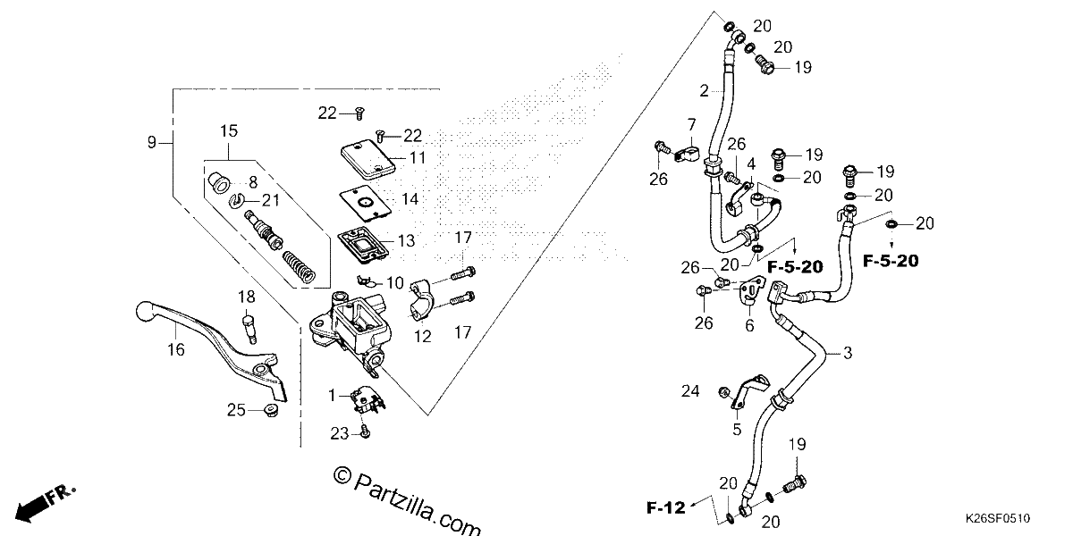 Diagrama de FRONT BRAKE MASTER CYLINDER GROM125A