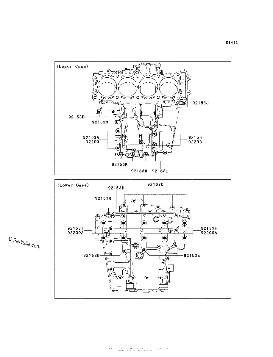Diagrama de CRANKCASE BOLT PATTERN