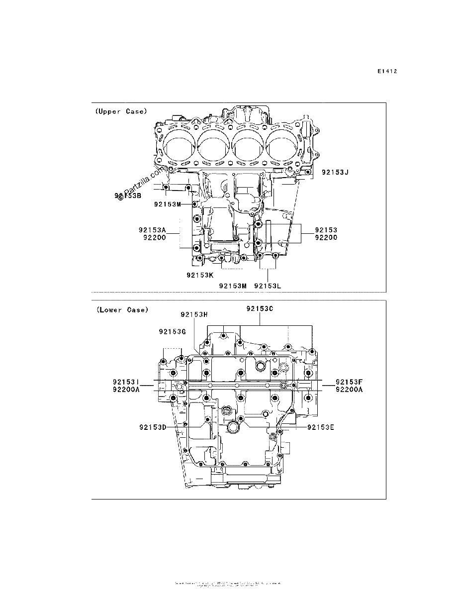 Diagrama de CRANKCASE BOLT PATTERN