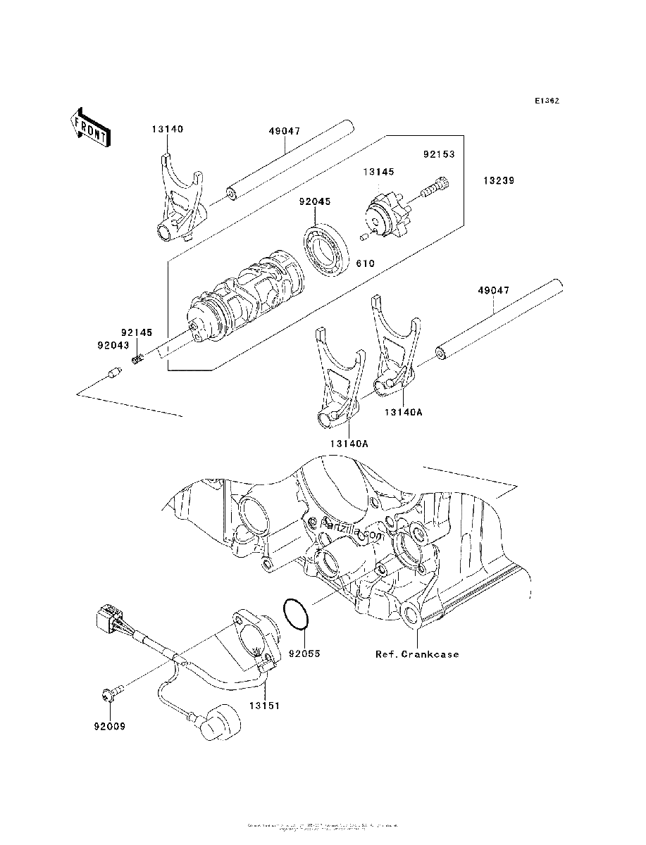 Diagrama de GEAR CHANGE DRUM SHIFT FORK S