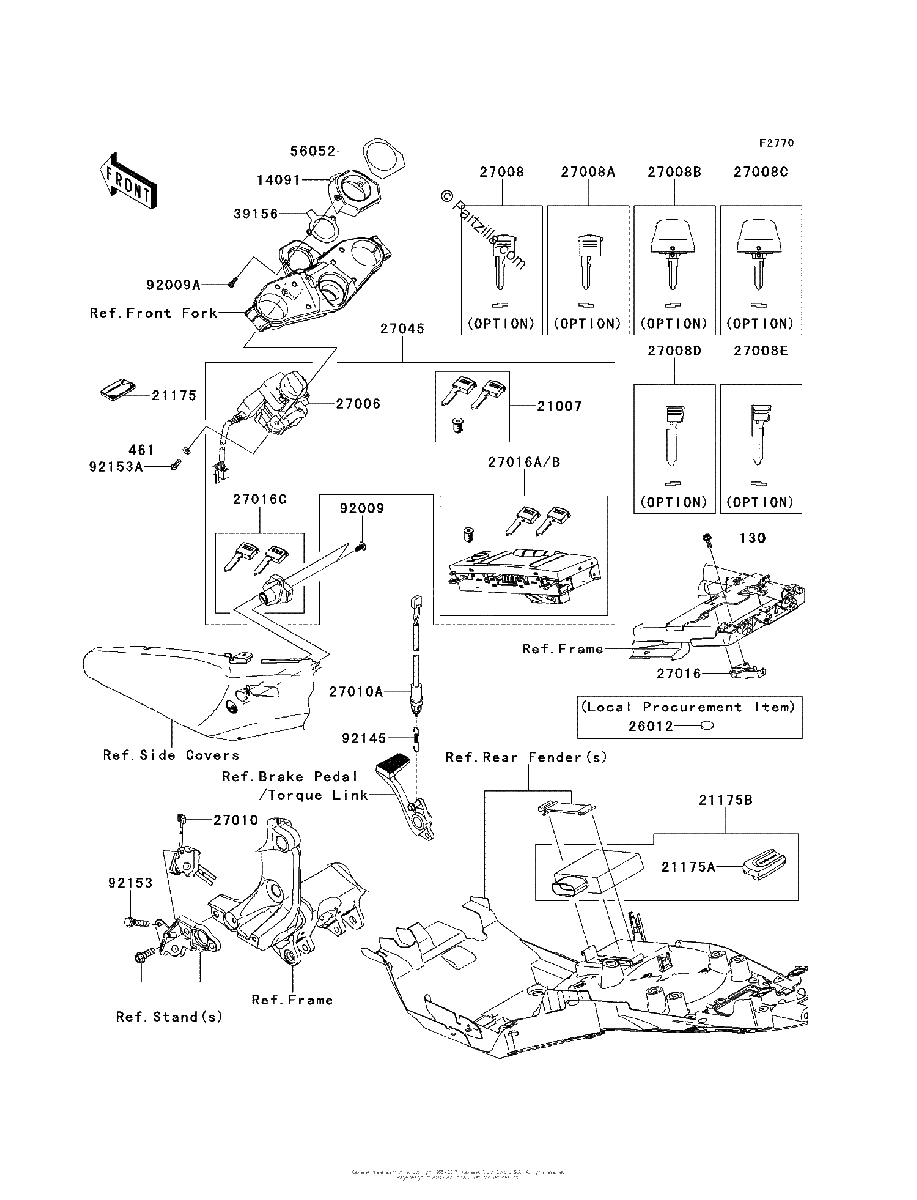 Diagrama de IGNITION SWITCH LOCKS REFLECTORS