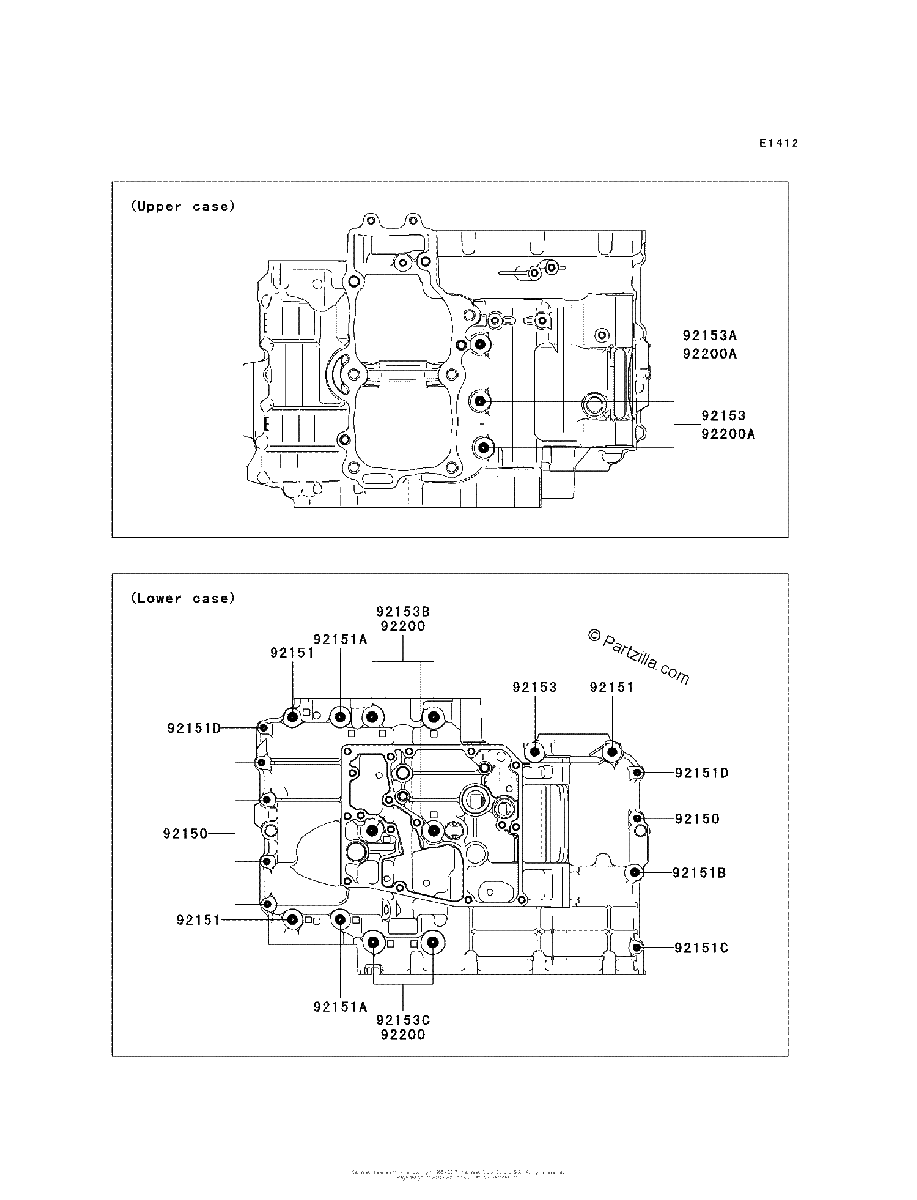 Diagrama de CRANKCASE BOLT PATTERN