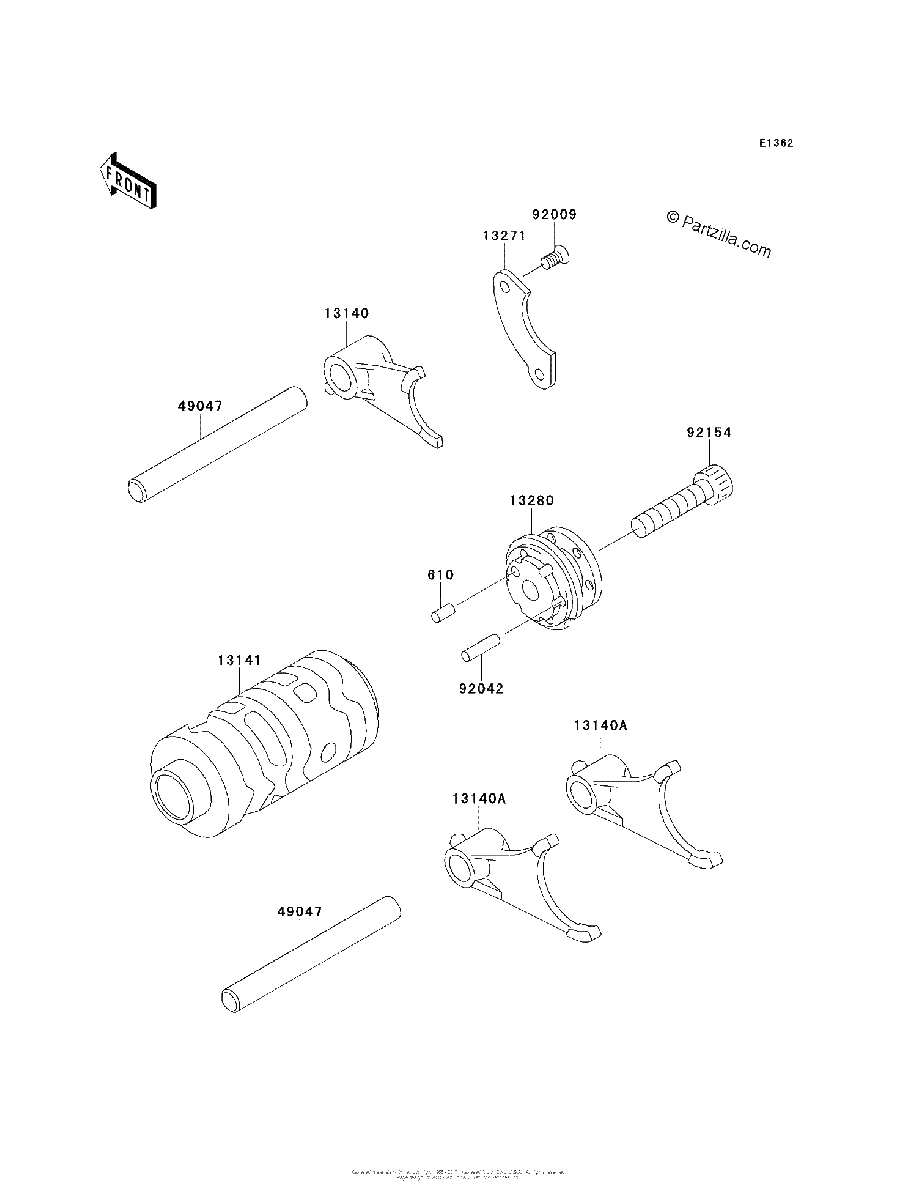 Diagrama de GEAR CHANGE DRUM SHIFT FORK S