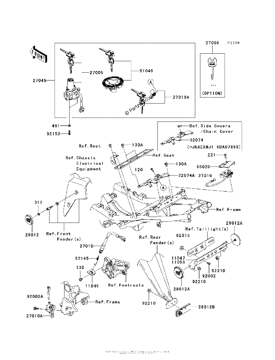 Diagrama de IGNITION SWITCH LOCKS REFLECTORS