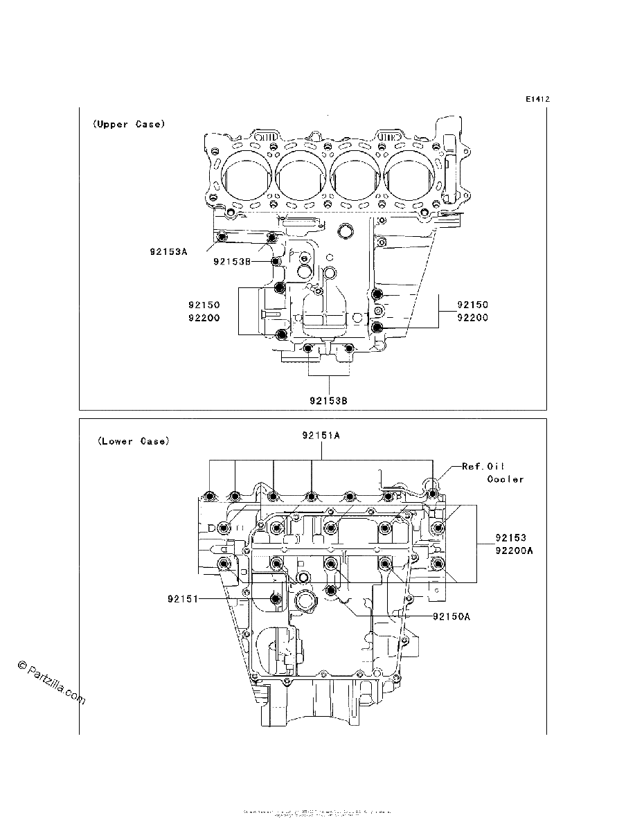 Diagrama de CRANKCASE BOLT PATTERN