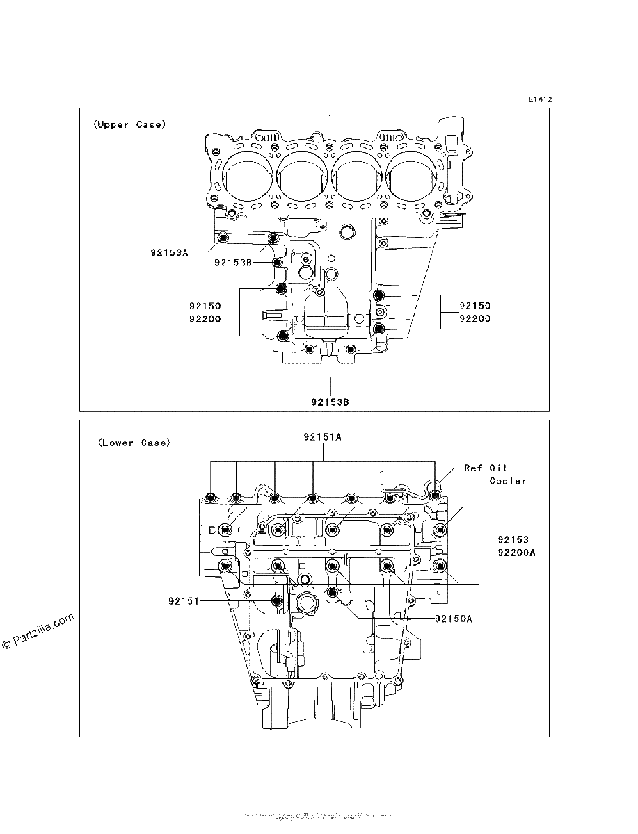 Diagrama de CRANKCASE BOLT PATTERN