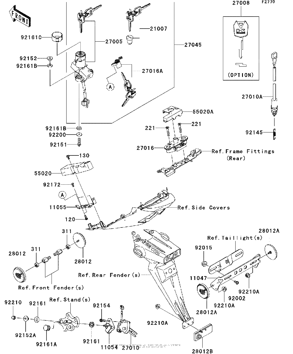 Diagrama de IGNITION SWITCH LOCKS REFLECTORS