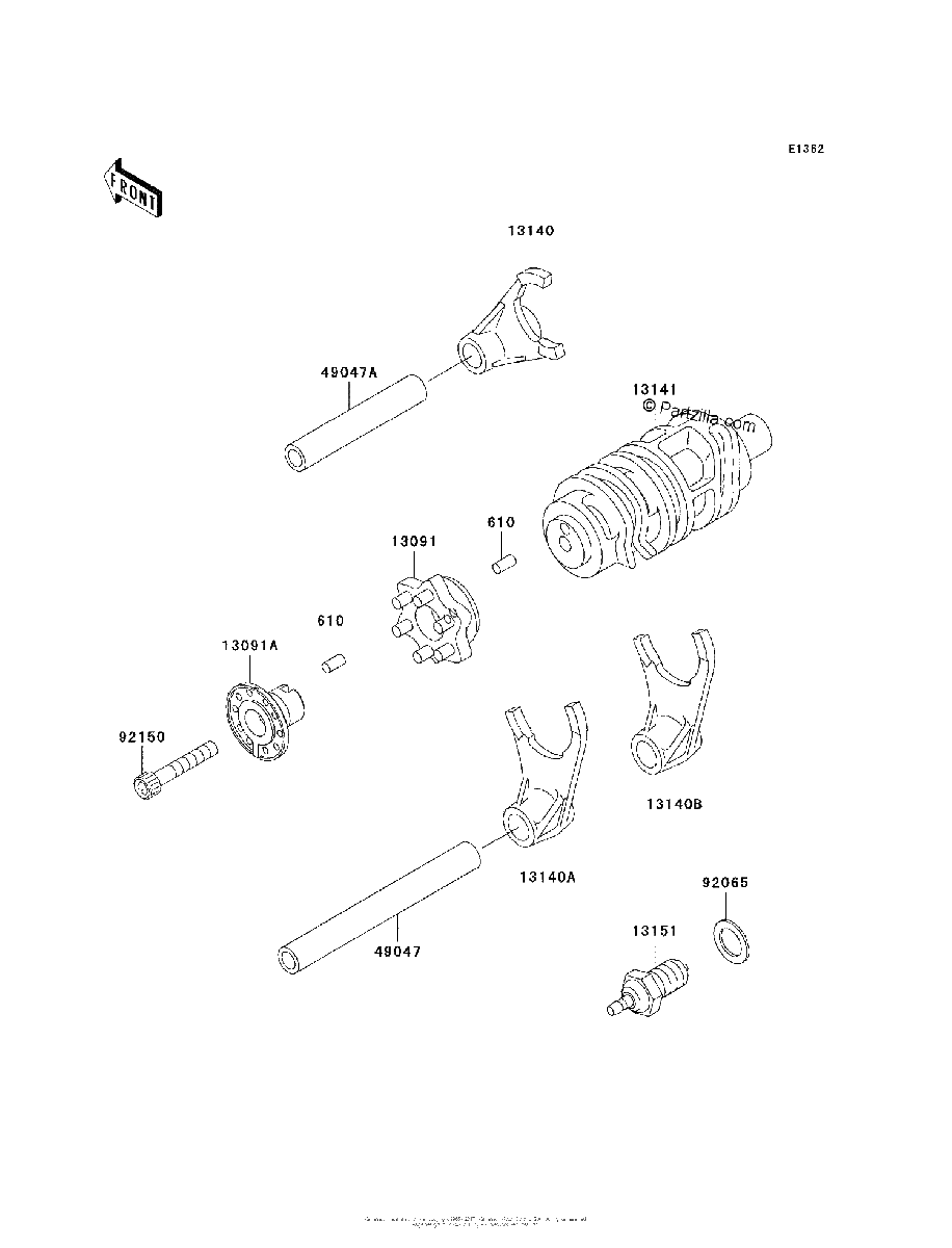 Diagrama de GEAR CHANGE DRUM SHIFT FORK S