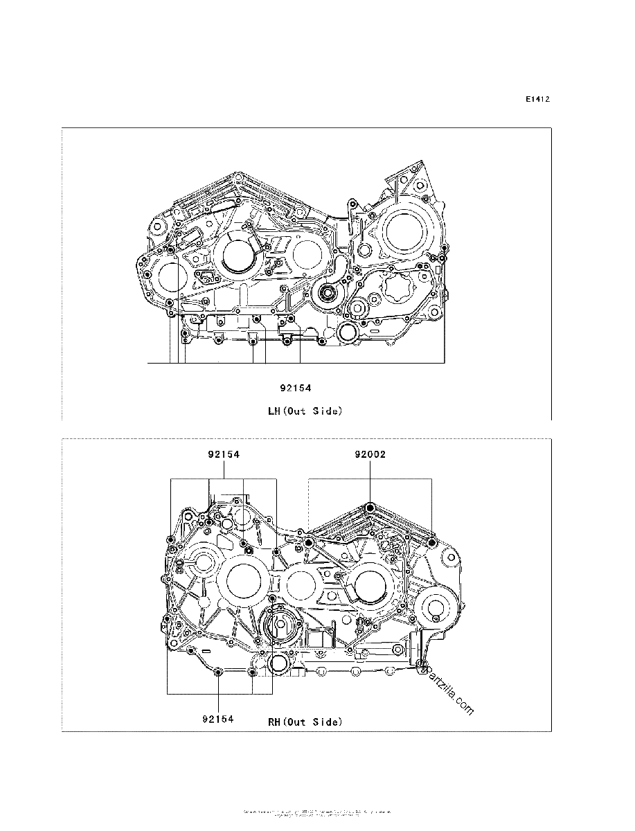 Diagrama de CRANKCASE BOLT PATTERN
