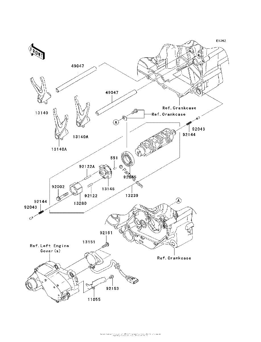 Diagrama de GEAR CHANGE DRUM SHIFT FORK S