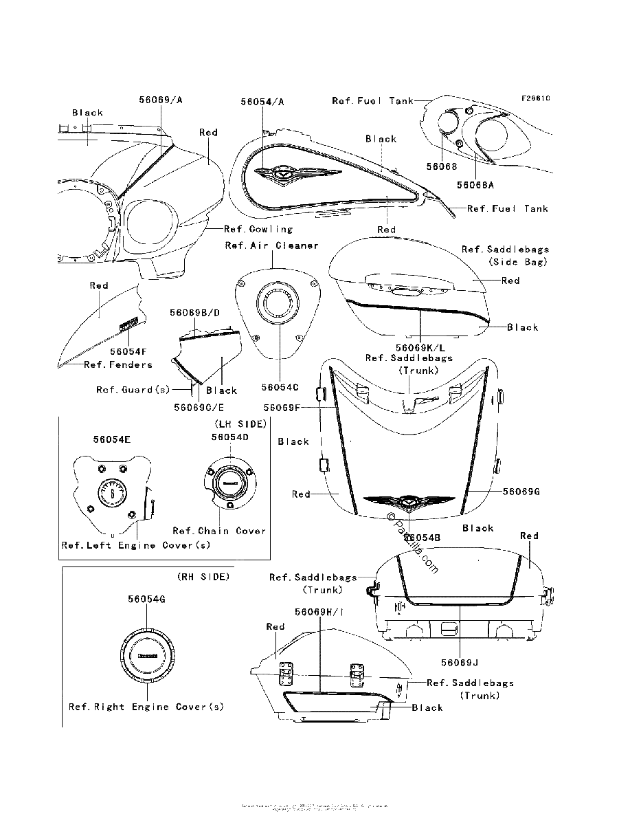 Diagrama de DECALS BLACK RED BAF