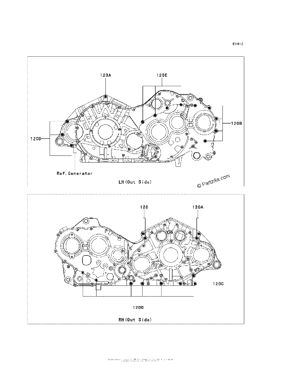 Diagrama de CRANKCASE BOLT PATTERN