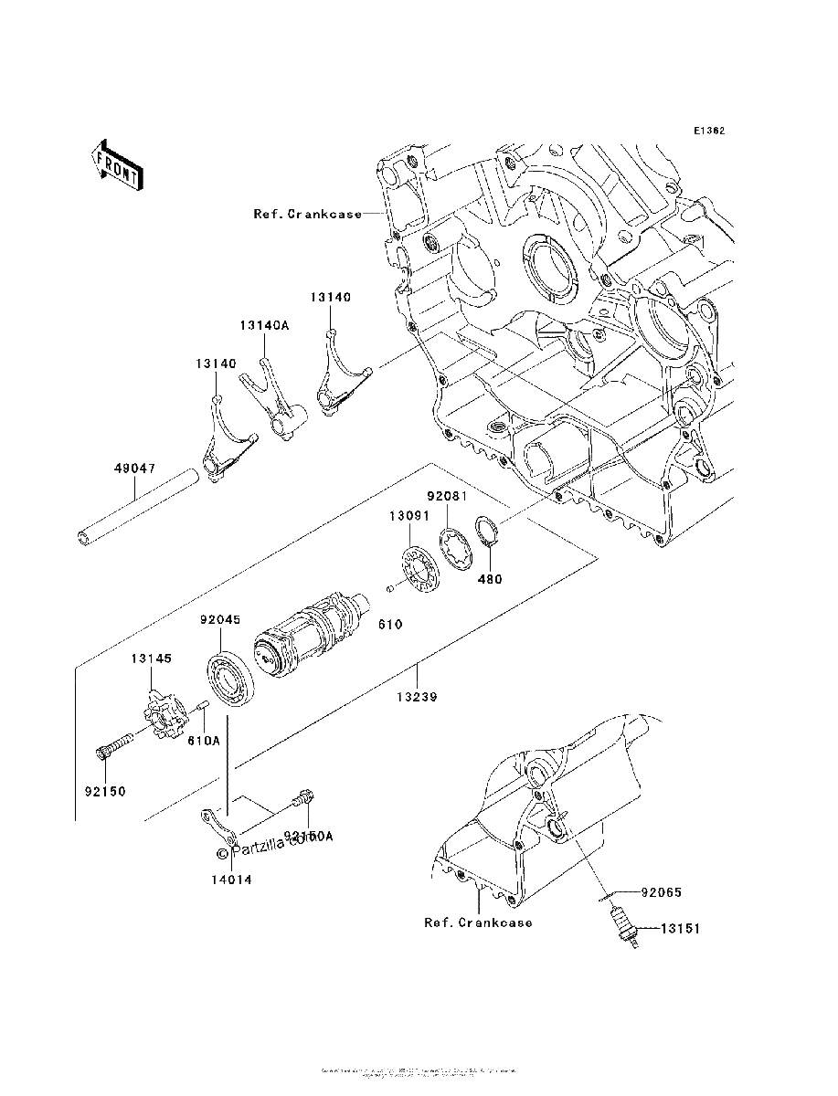 Diagrama de GEAR CHANGE DRUM SHIFT FORK S