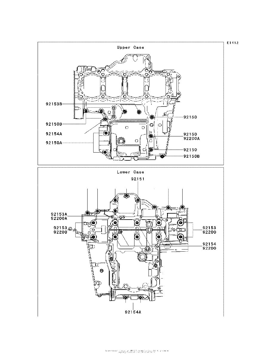Diagrama de CRANKCASE BOLT PATTERN