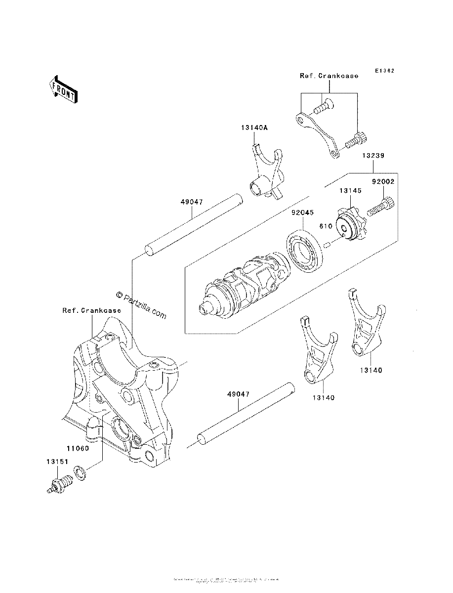 Diagrama de GEAR CHANGE DRUM SHIFT FORK S